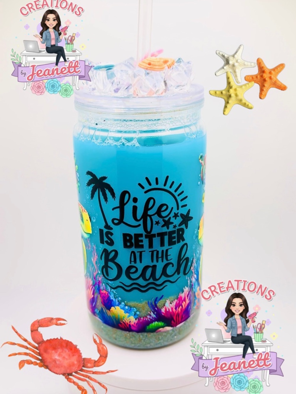 Creations by Jeanett Blue 'Life Is Better at the Beach' Insulated Travel Tumbler